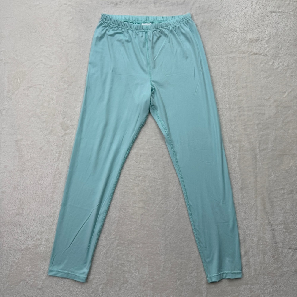Lands' End Leggings Girls XL 16 Aqua Blue Full Length Stretch Active Pants